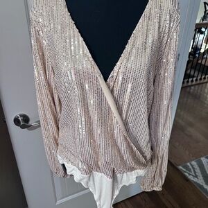 Elegant Sequin Wrap bodysuit